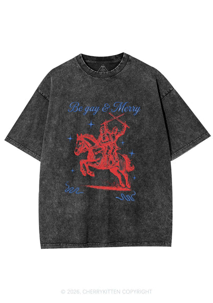 Be Gay Merry Pride Y2K Shirts Washed Tee Cherrykitten