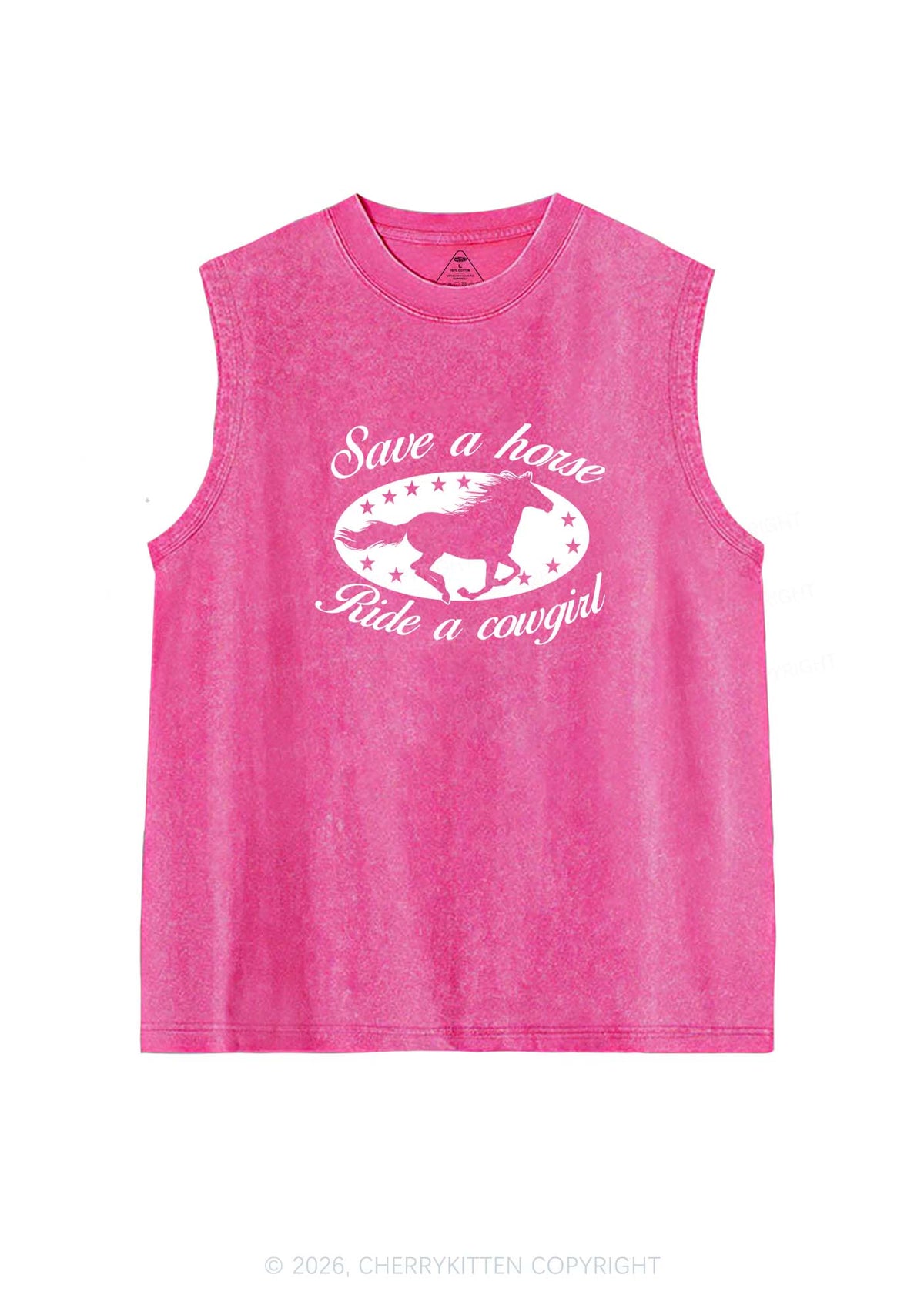 Star Horse Cowgirl Pride Y2K Washed Muscle Tank Cherrykitten