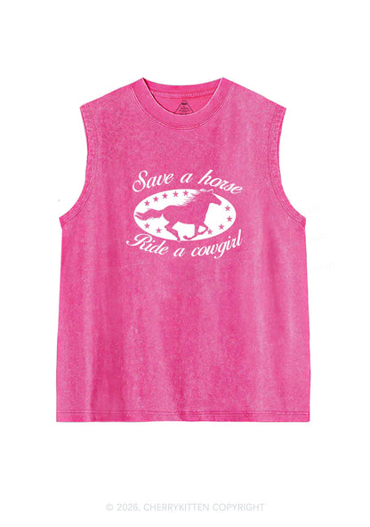 Star Horse Cowgirl Pride Y2K Washed Muscle Tank Cherrykitten
