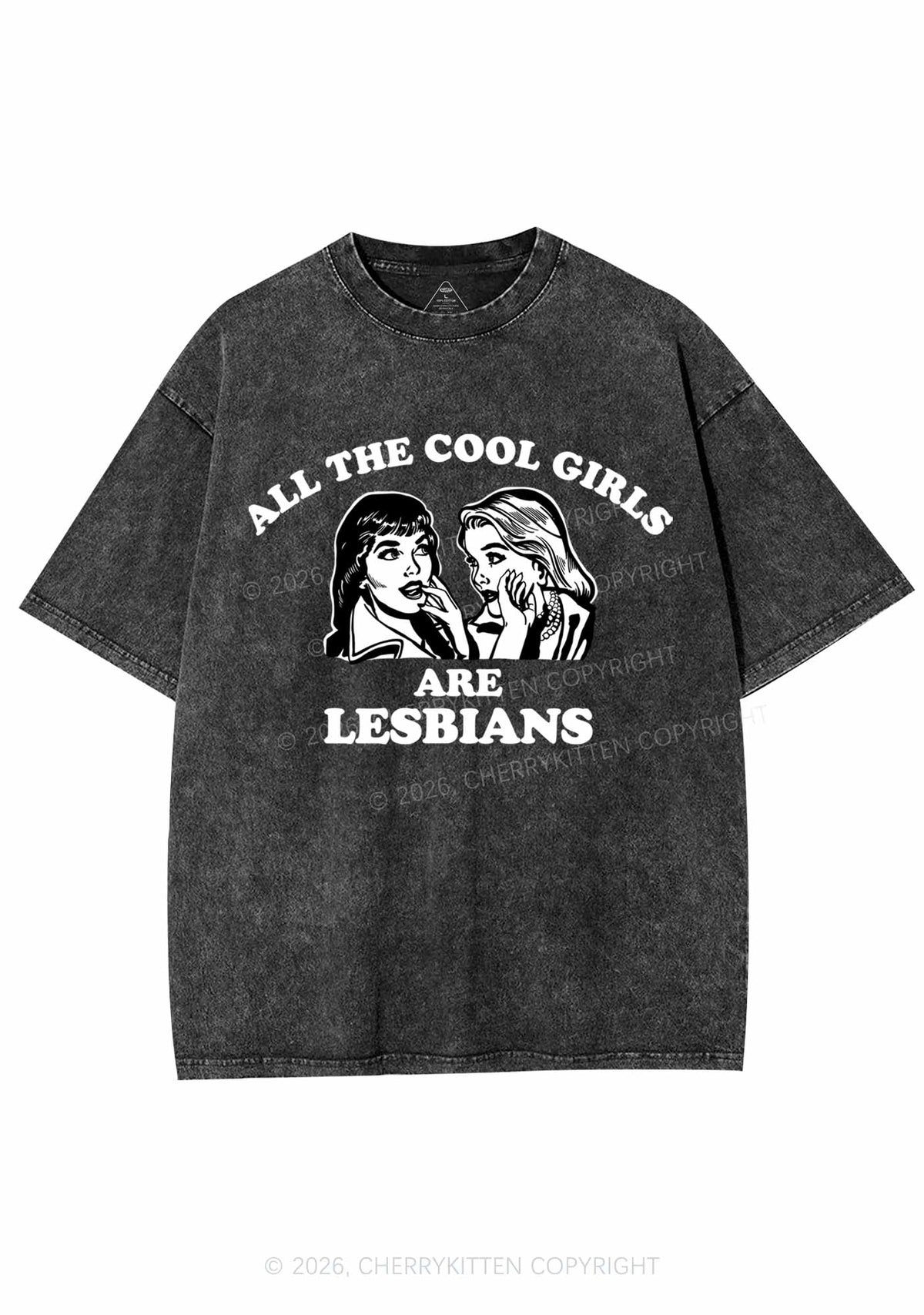 Cool Girls Lesbians Pride Y2K Shirts Washed Tee Cherrykitten