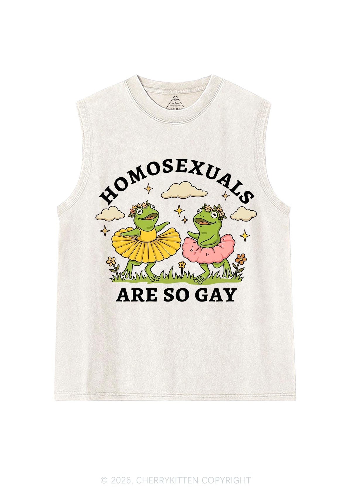 Homosexuals Are So Gay Pride Y2K Washed Muscle Tank Cherrykitten