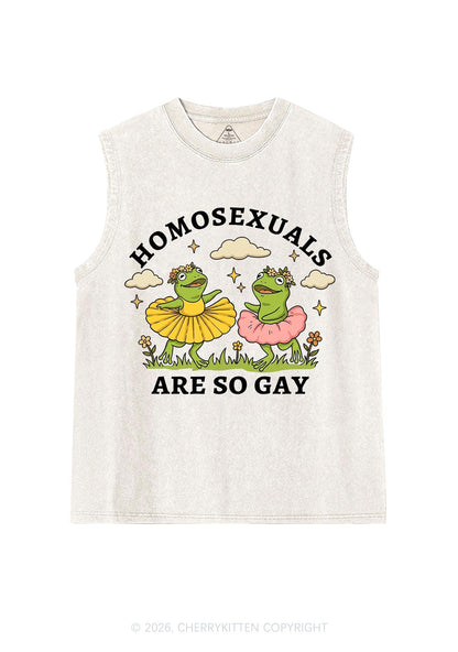 Homosexuals Are So Gay Pride Y2K Washed Muscle Tank Cherrykitten