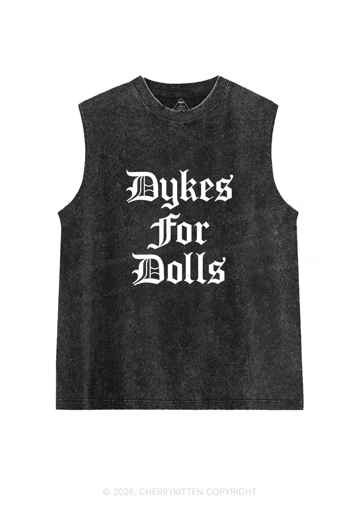 Dykes For Dolls Pride Y2K Washed Muscle Tank Cherrykitten