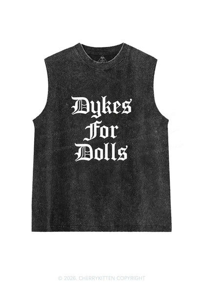 Dykes For Dolls Pride Y2K Washed Muscle Tank Cherrykitten