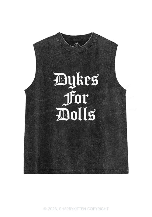 Dykes For Dolls Pride Y2K Washed Muscle Tank Cherrykitten