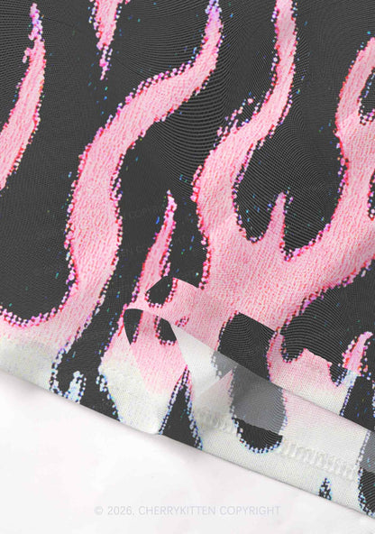 Trans Flame Pride Y2K Mesh Crop Top Cherrykitten