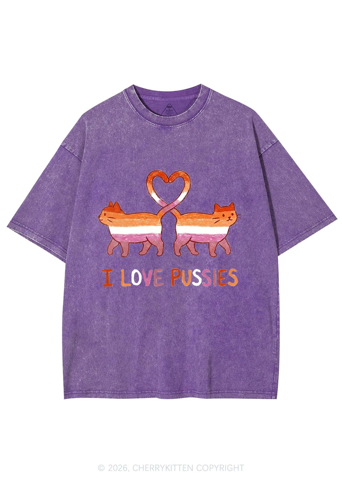 I Love Puxxies Pride Y2K Shirts Washed Tee Cherrykitten