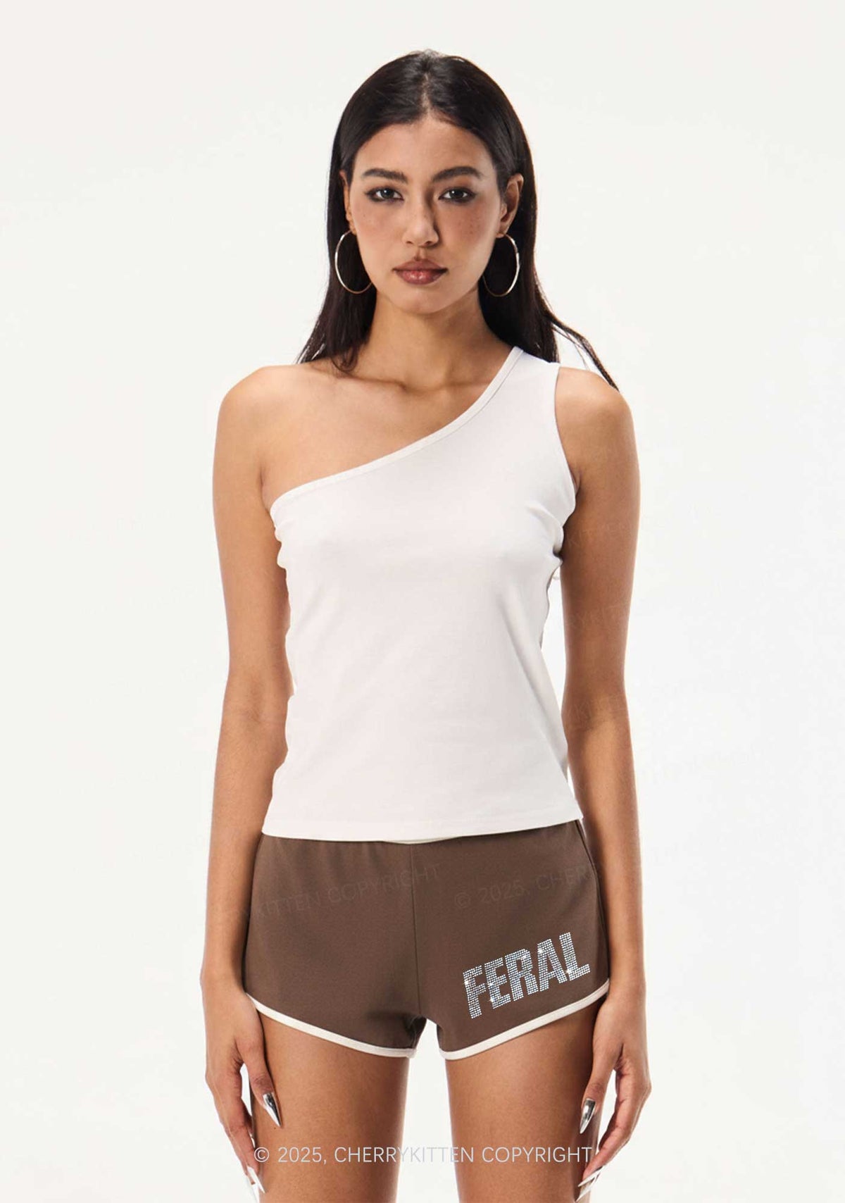 Rhinestone Mini Feral Y2K Booty Shorts Cherrykitten