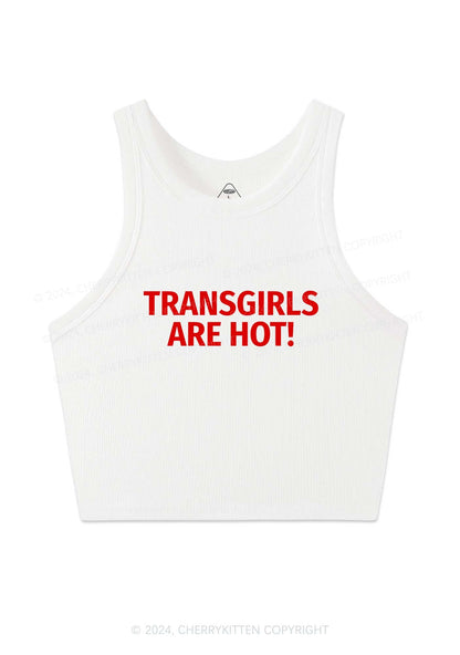 Transgirls Are Hot Y2K Crop Tank Top Cherrykitten