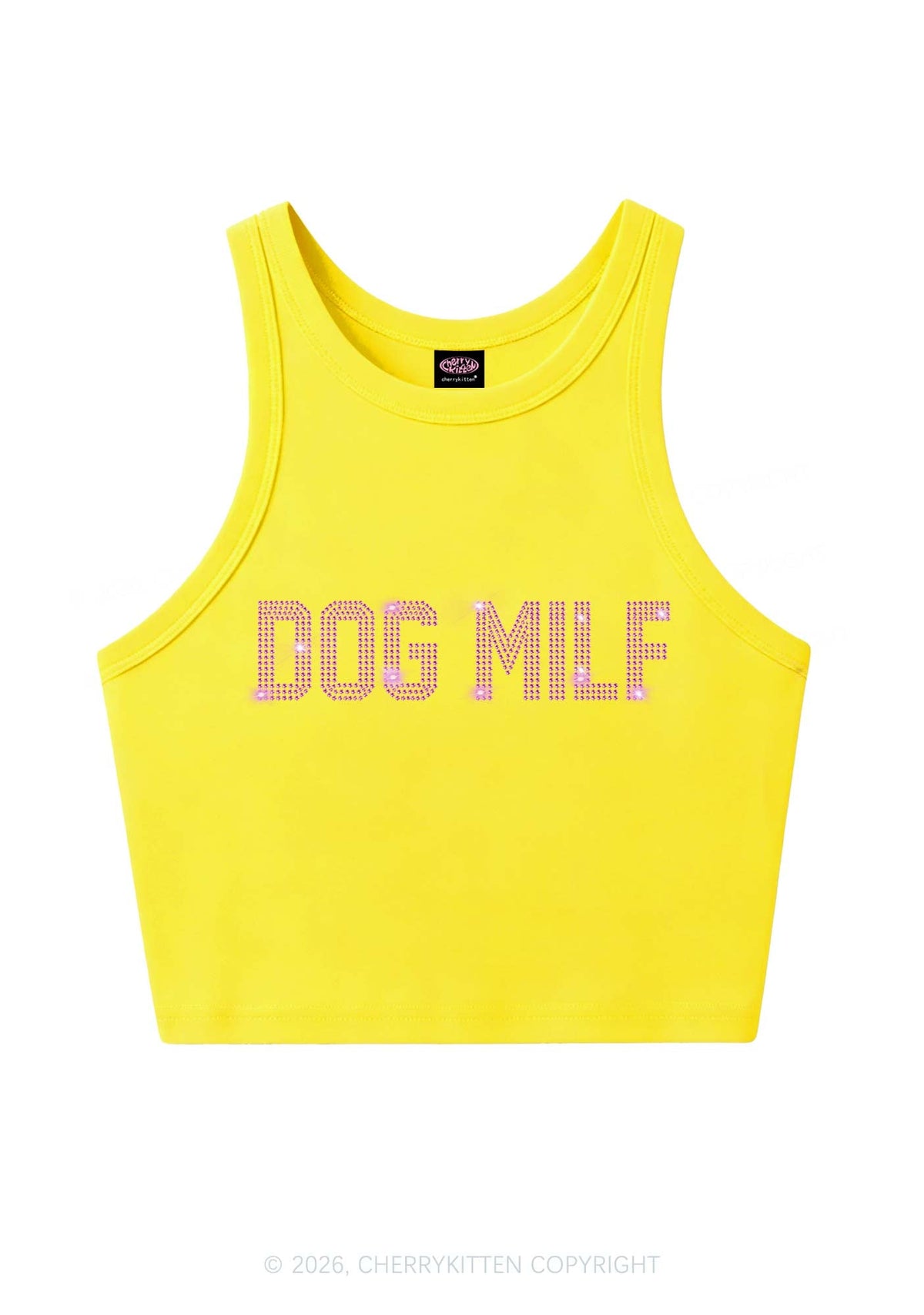 Rhinestone Dog Mxxf Y2K Crop Tank Top Cherrykitten
