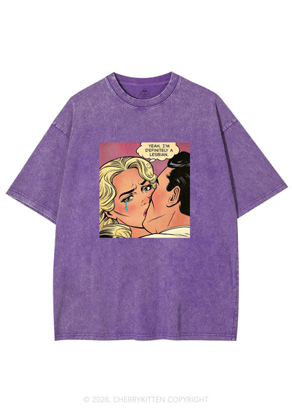 Im Definitely A Lesbian Pride Y2K Shirts Washed Tee Cherrykitten