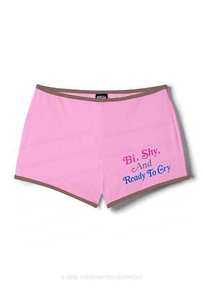 Bi Shy And Ready To Cry Pride Y2K Booty Shorts Cherrykitten