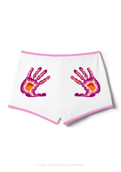 Lesbian Thermal Hands Pride Y2K Booty Shorts Cherrykitten