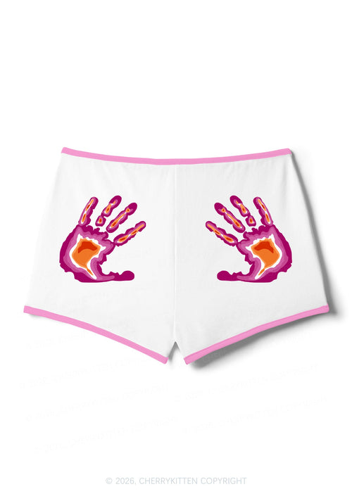 Lesbian Thermal Hands Pride Y2K Booty Shorts Cherrykitten