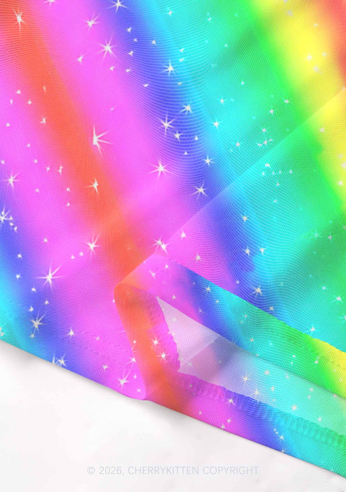 Rainbow Slide Faggot Pride Y2K Mesh Crop Top Cherrykitten