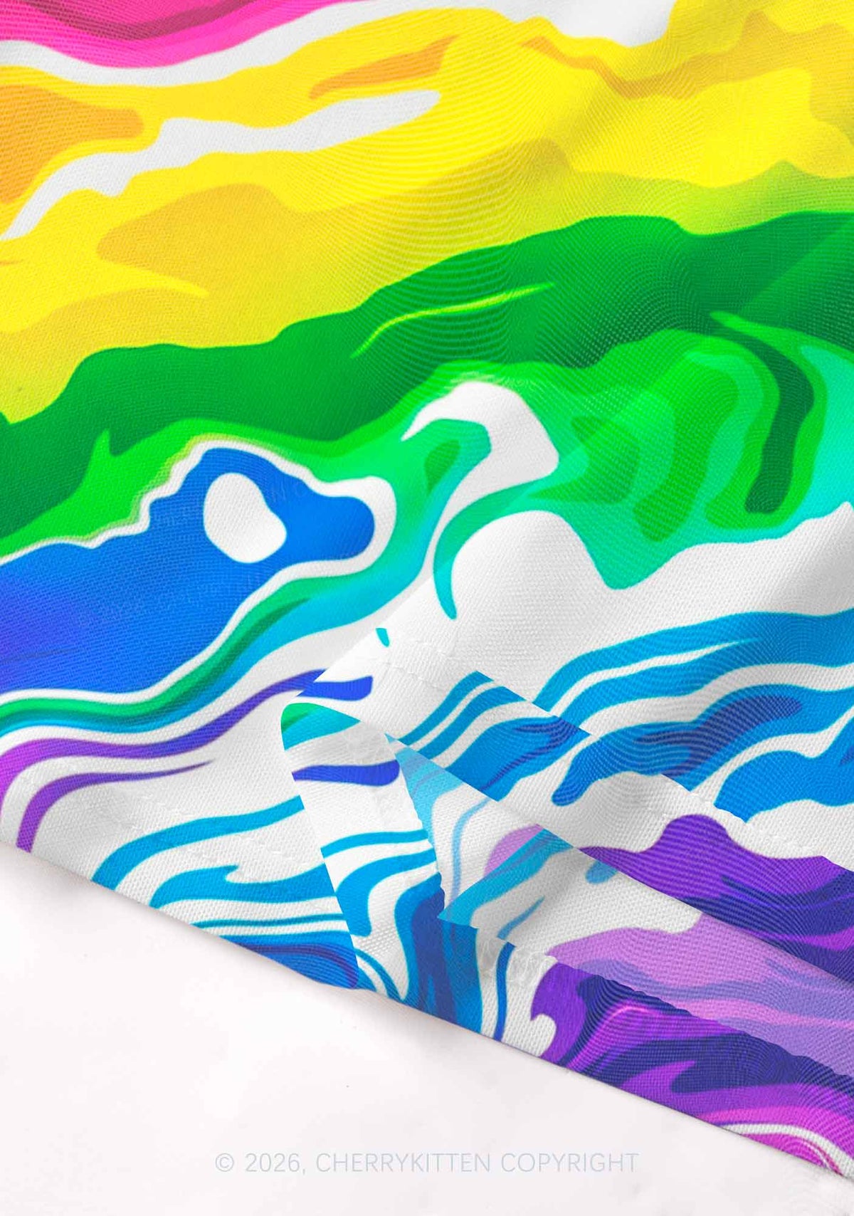 Rainbow Liquid Tie Dye Pride Y2K Mesh Crop Top Cherrykitten