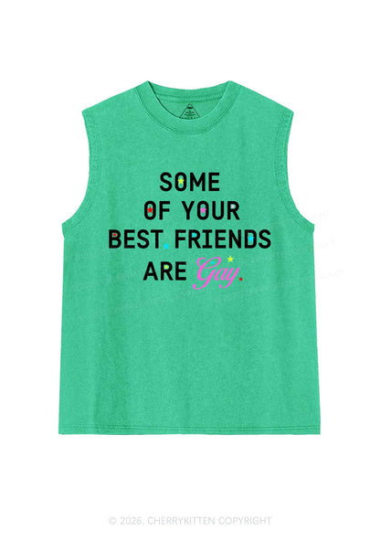 Your Best Friends Are Gay Pride Y2K Washed Muscle Tank Cherrykitten