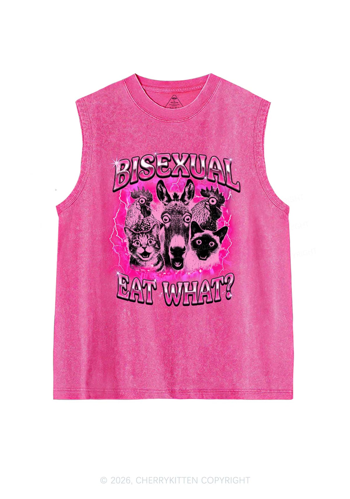 Bisexual Eat What Pride Y2K Washed Muscle Tank Cherrykitten