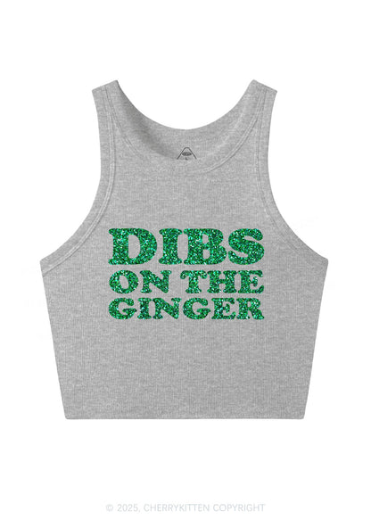 Glitter Dibs On The Ginger St Patricks Y2K Crop Tank Top Cherrykitten