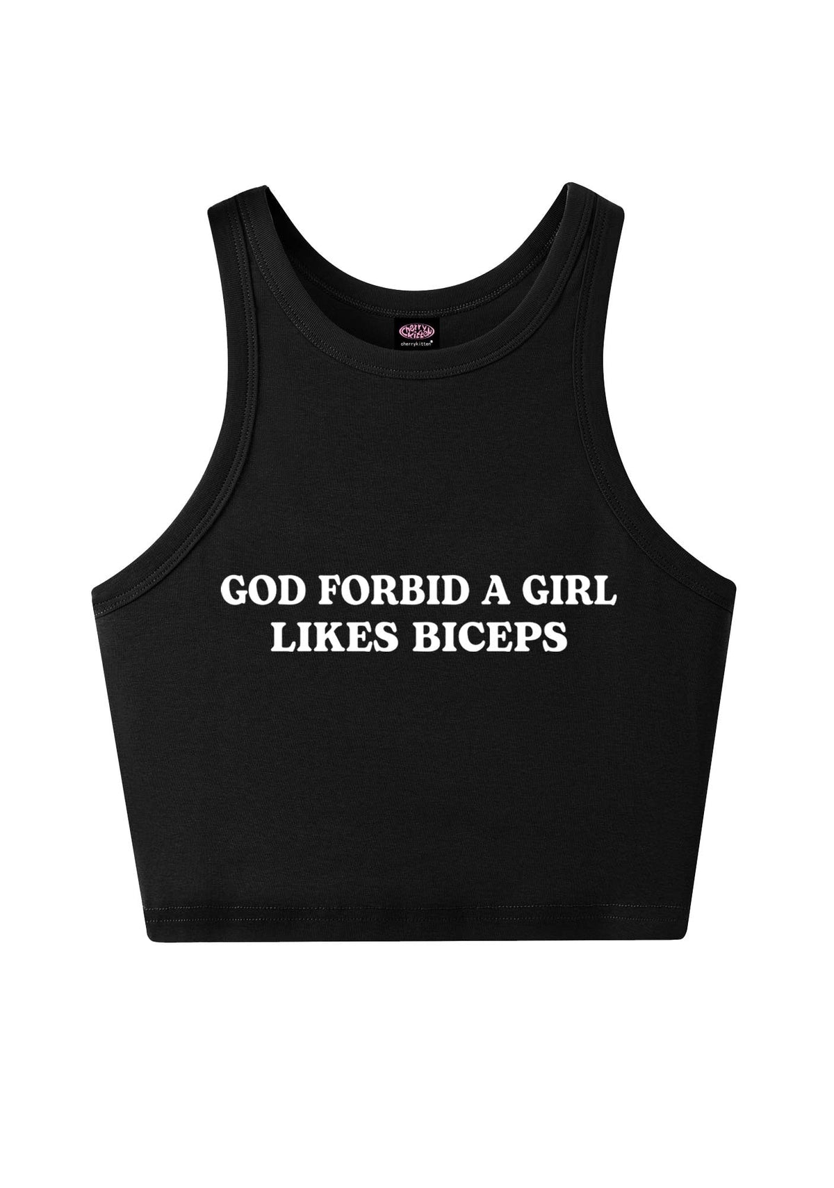 God Forbid A Girl Likes Biceps Y2K Crop Tank Top Cherrykitten