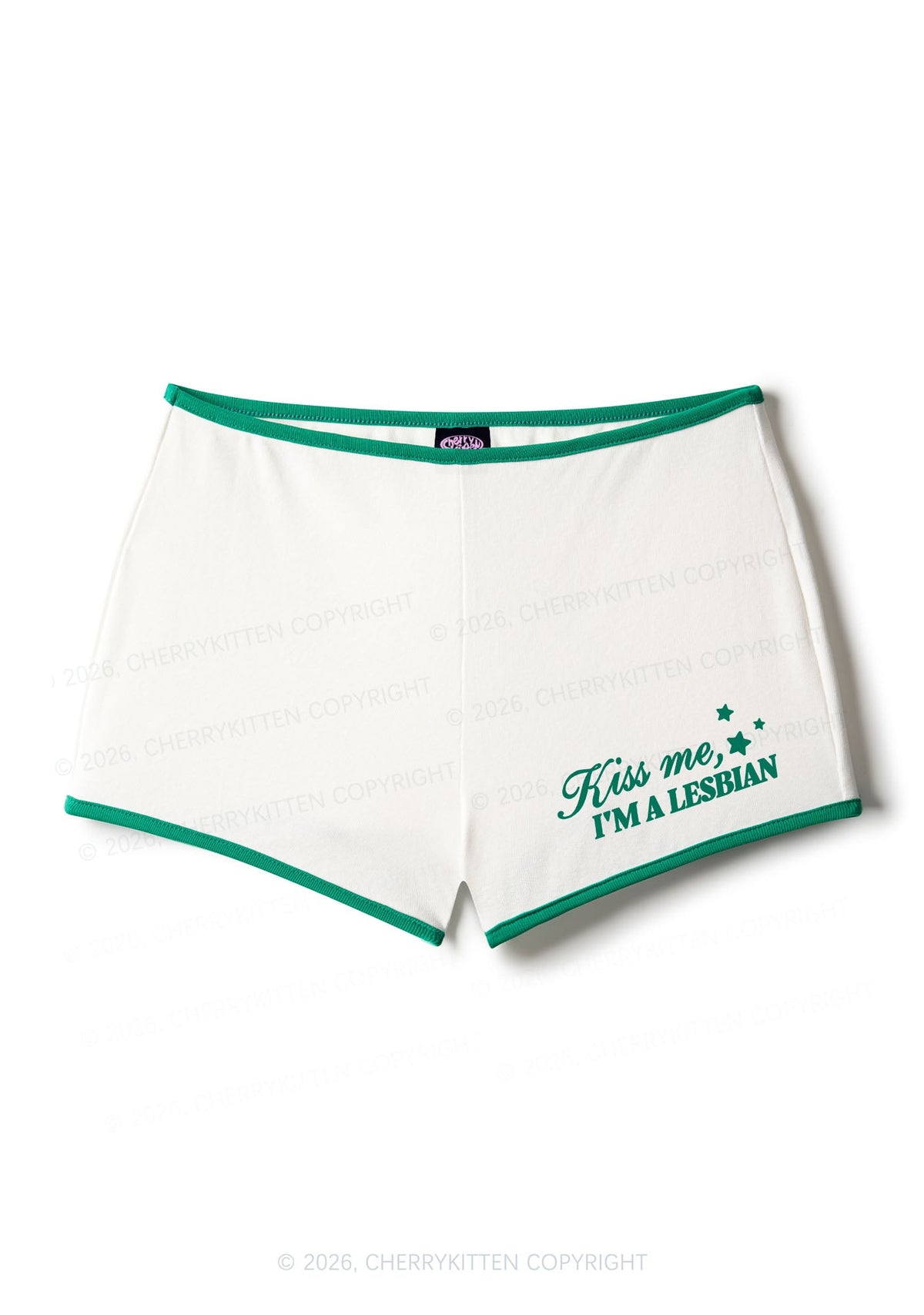 Kiss Me Im A Lesbian Pride Y2K Booty Shorts Cherrykitten