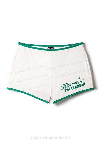 Kiss Me Im A Lesbian Pride Y2K Booty Shorts Cherrykitten