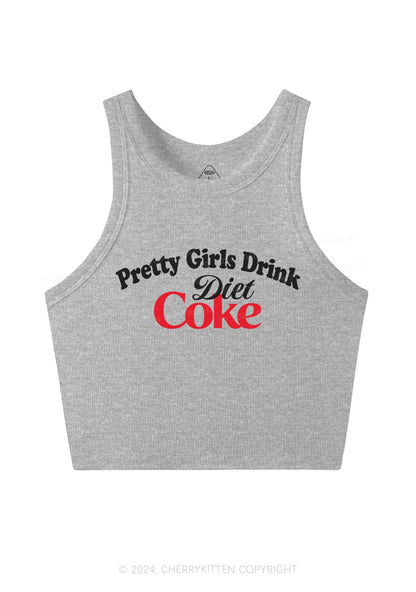 Pretty Girls Drink Diet Cola Y2K Crop Tank Top Cherrykitten