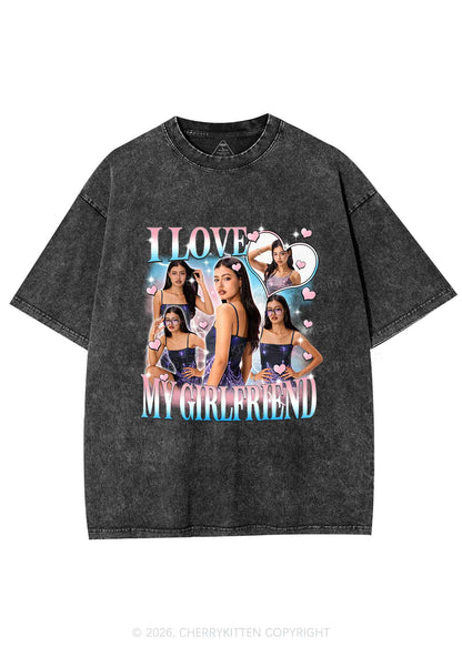Custom I Love My Trans GF Pride Y2K Shirts Washed Tee Cherrykitten