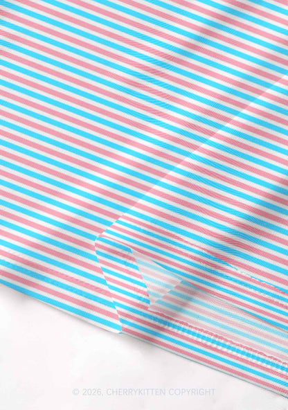 Trans Stripes Pride Y2K Mesh Crop Top Cherrykitten