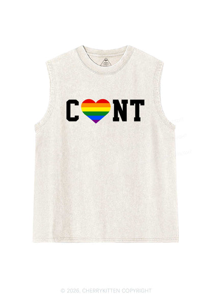 Rainbow Heart Cxxt Pride Y2K Washed Muscle Tank Cherrykitten