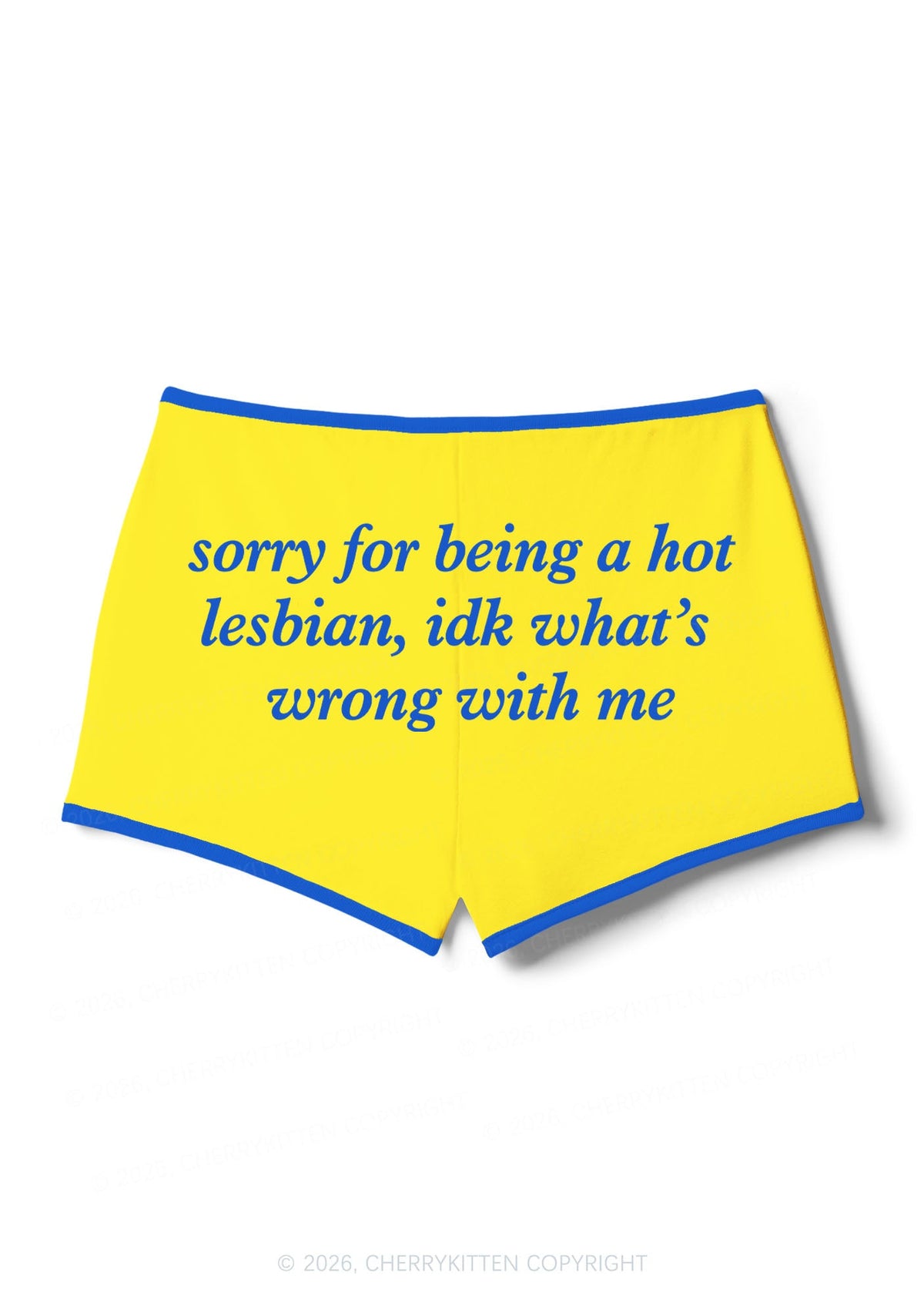 Sorry For Being Hot Lesbian Pride Y2K Booty Shorts Cherrykitten