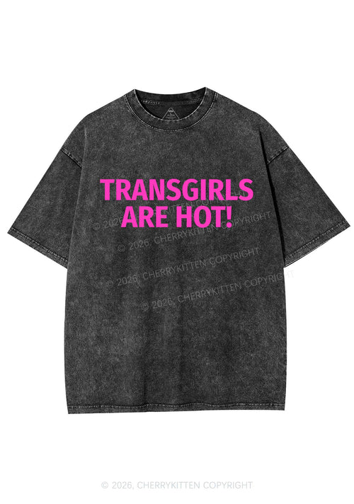 Transgirls Are Hot Pride Y2K Shirts Washed Tee Cherrykitten