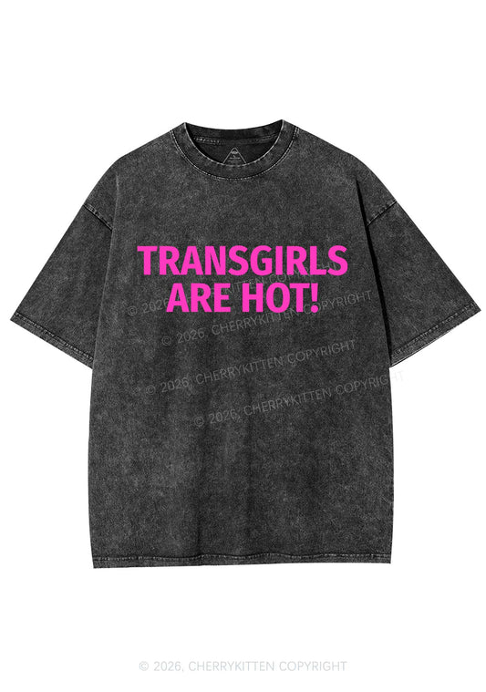 Transgirls Are Hot Pride Y2K Shirts Washed Tee Cherrykitten