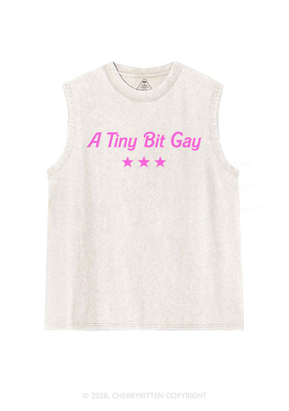 A Tiny Bit Gay Pride Y2K Washed Muscle Tank Cherrykitten