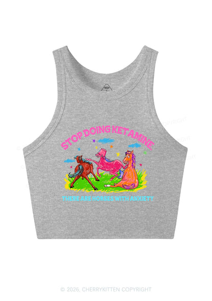 Horses With Anxiety Y2K Crop Tank Top Cherrykitten