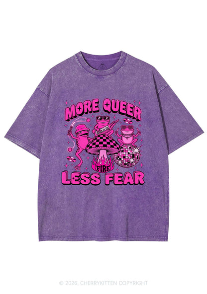 More Queer Less Fear Pride Y2K Shirts Washed Tee Cherrykitten