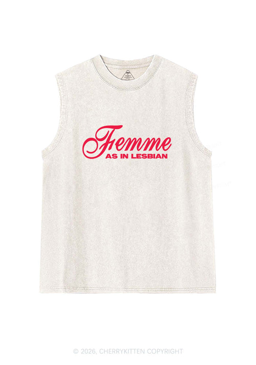 Femme As In Lesbian Pride Y2K Washed Muscle Tank Cherrykitten