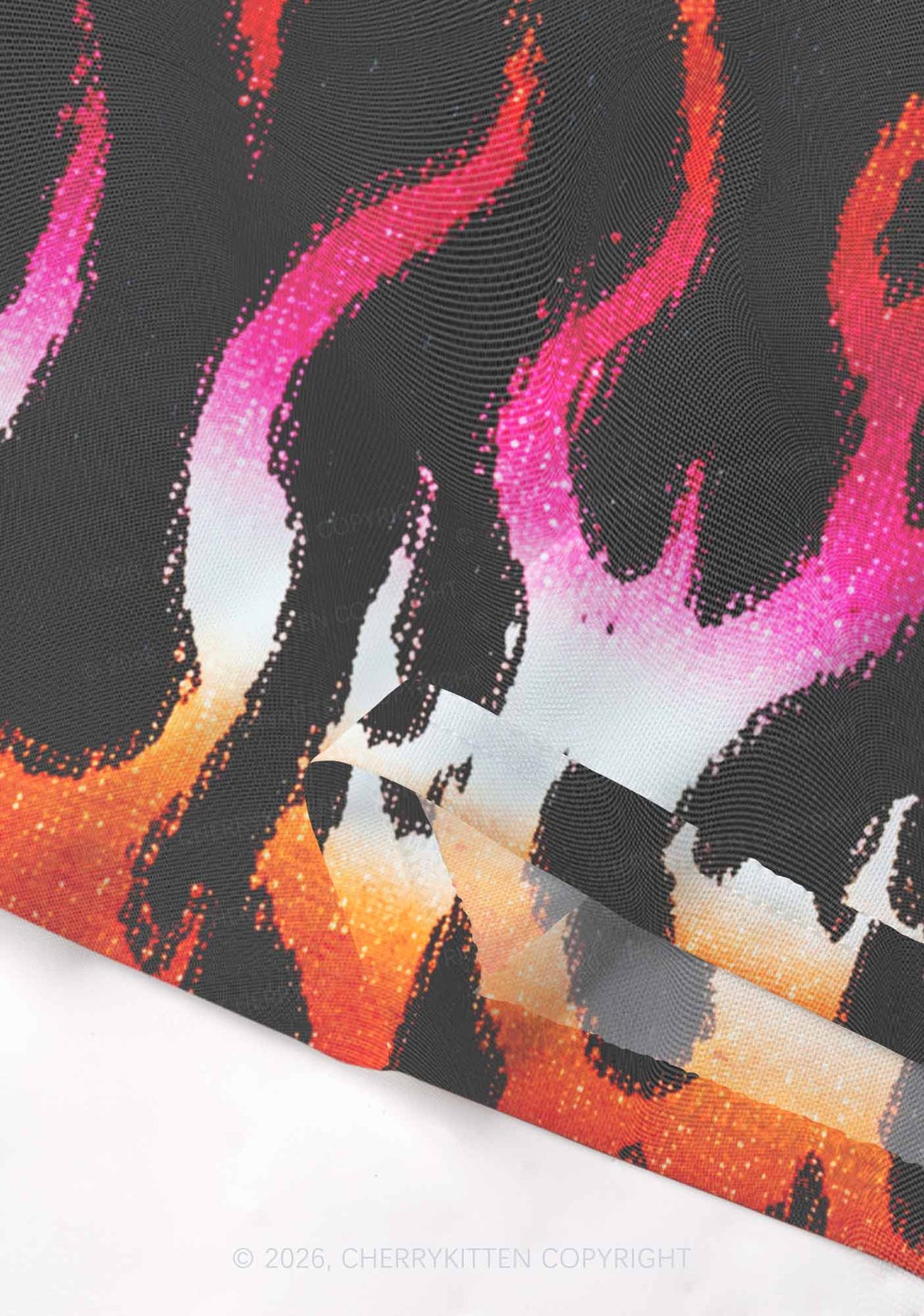 Lesbian Flame Pride Y2K Mesh Crop Top Cherrykitten