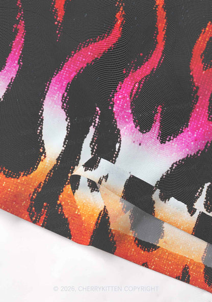 Lesbian Flame Pride Y2K Mesh Crop Top Cherrykitten