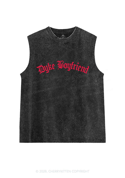 Dyke Boyfriend Pride Y2K Washed Muscle Tank Cherrykitten