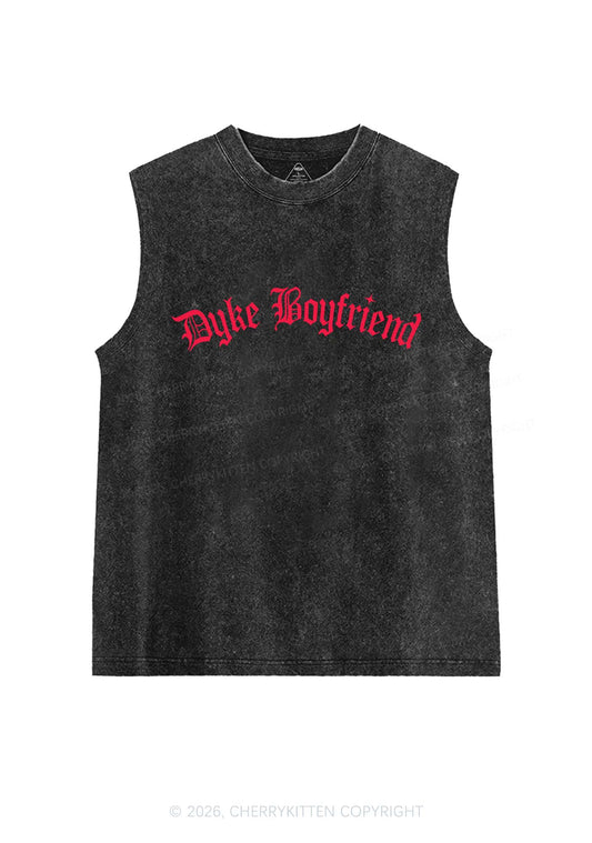 Dyke Boyfriend Pride Y2K Washed Muscle Tank Cherrykitten