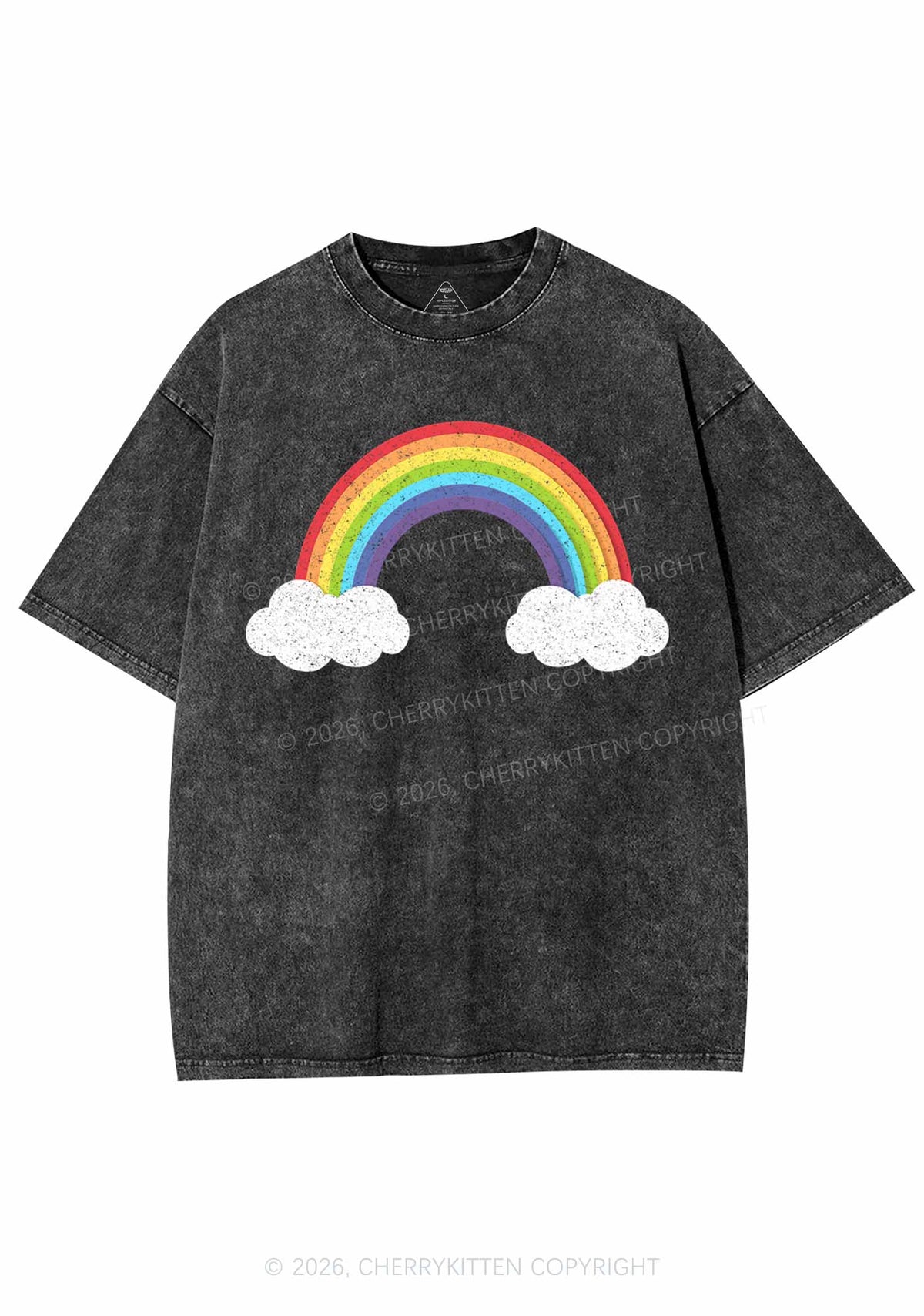 Rainbow Cloud Pride Y2K Shirts Washed Tee Cherrykitten