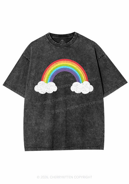 Rainbow Cloud Pride Y2K Shirts Washed Tee Cherrykitten