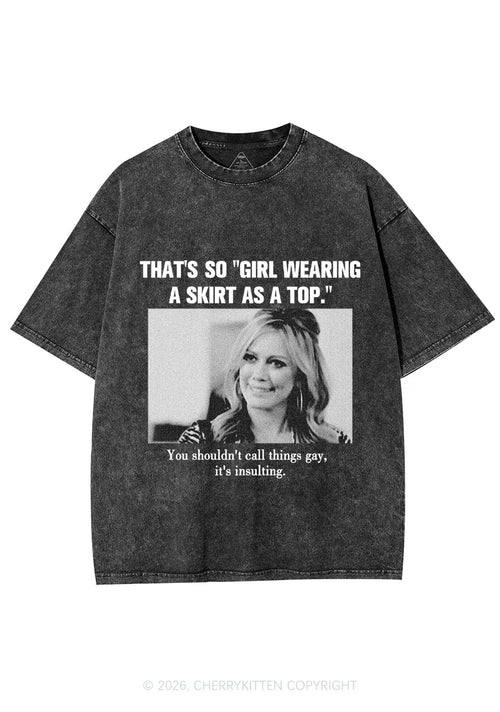 Girl Wearing A Skirt As A Top Y2K Shirts Washed Tee Cherrykitten