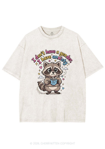 Raccoon I dont Have A Gender Pride Y2K Shirts Washed Tee Cherrykitten