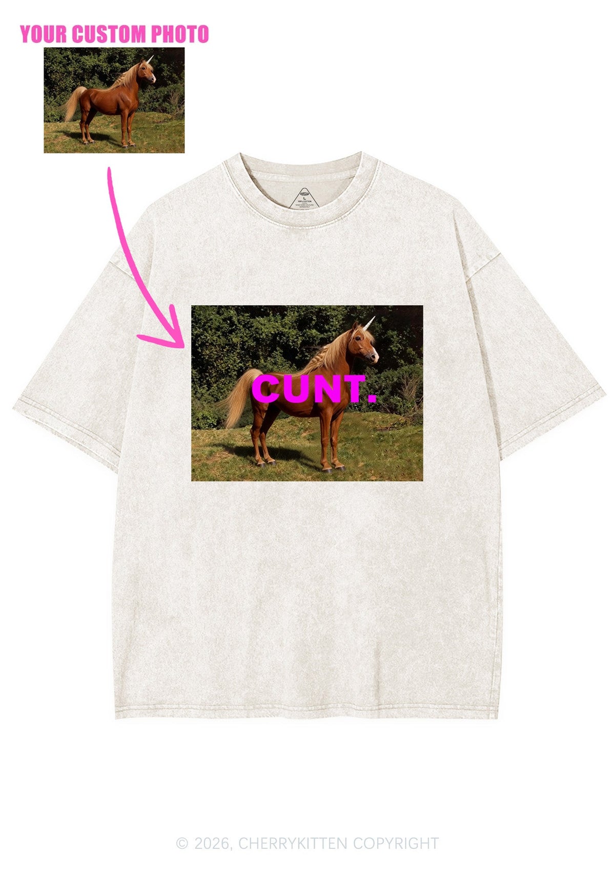 Custom Photo Cxxt Y2K Shirts Washed Tee Cherrykitten