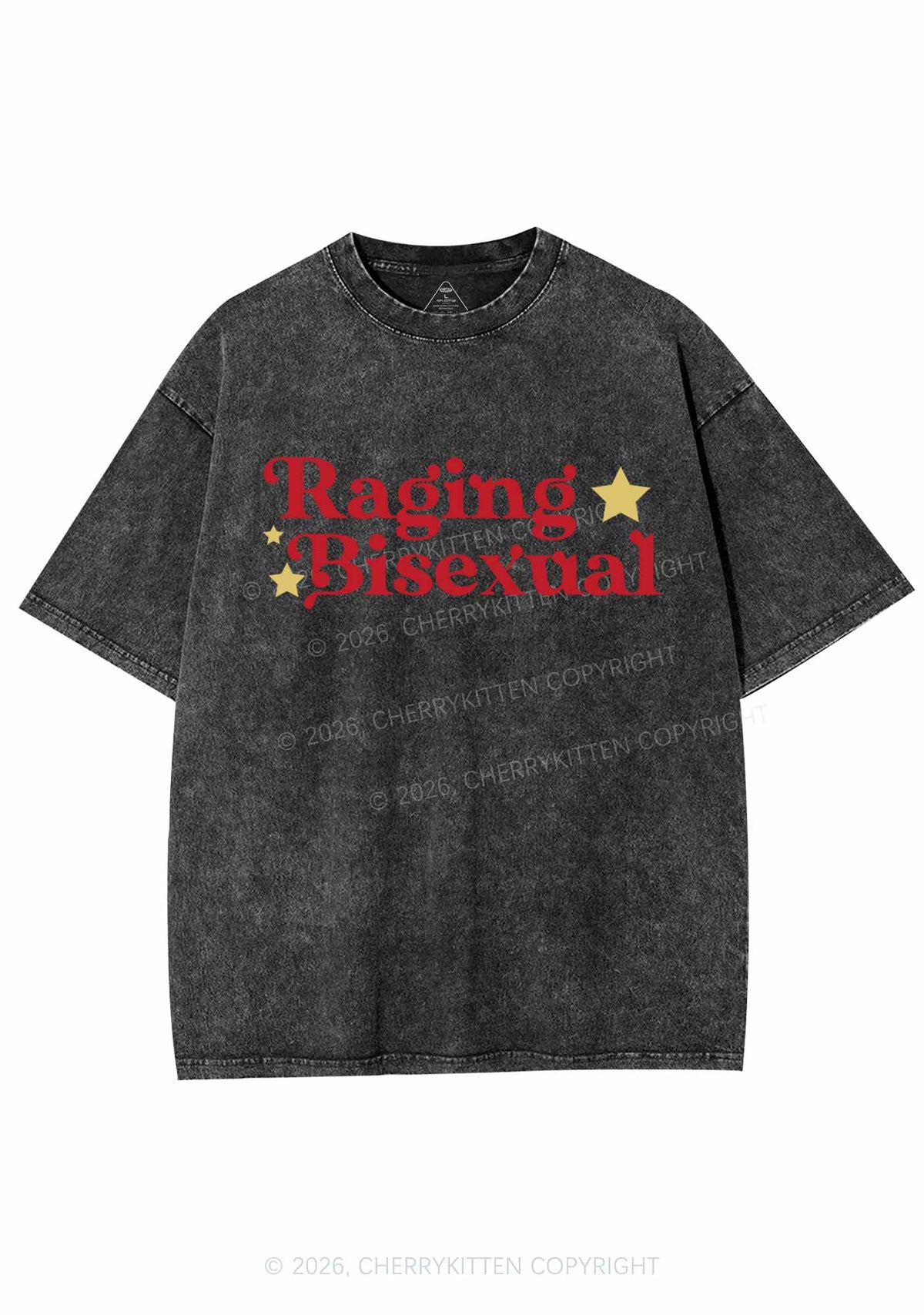 Raging Bisexual Stars Pride Y2K Shirts Washed Tee Cherrykitten