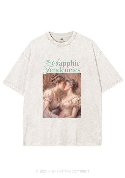 The Sapphic Tendencies Kiss Pride Y2K Shirts Washed Tee Cherrykitten