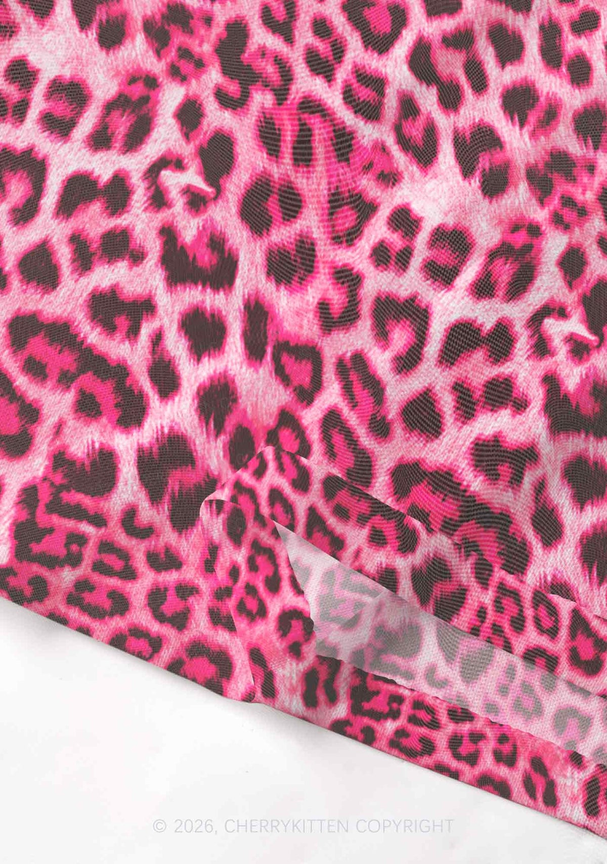 Pink Leopard Faggot Pride Y2K Mesh Crop Top Cherrykitten