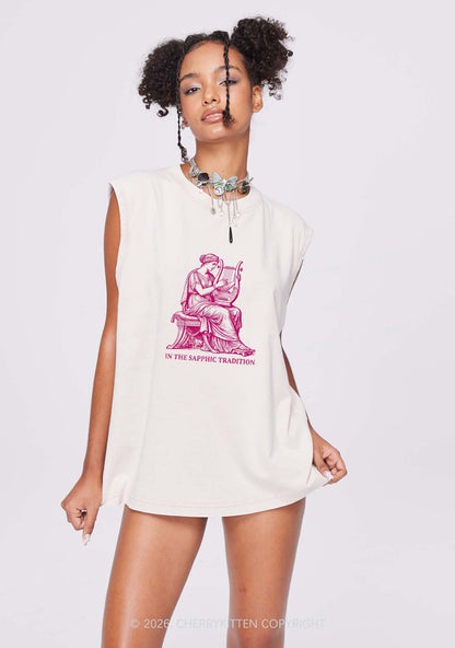In The Sapphic Tradition Pride Y2K Washed Muscle Tank Cherrykitten